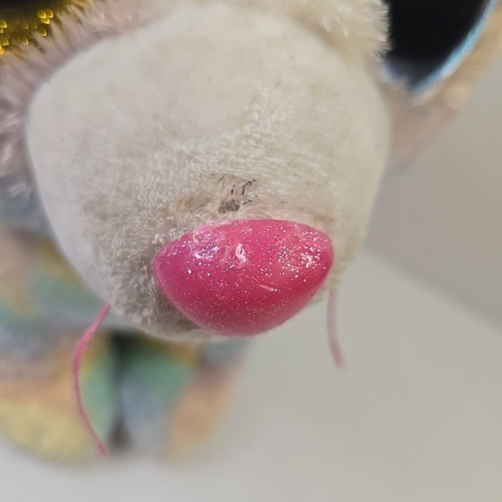 Ty Beanie Boos Heather Large Rainbow Cat Plush 17"2018 Blue Gold Glitter Eyes - Picture 13 of 16